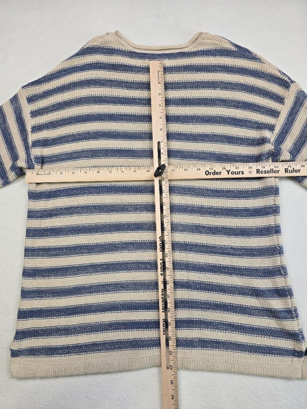 Kim Rogers XL Womens Striped Sweater Blue & Beige Cotton Blend - Picture 4 of 4